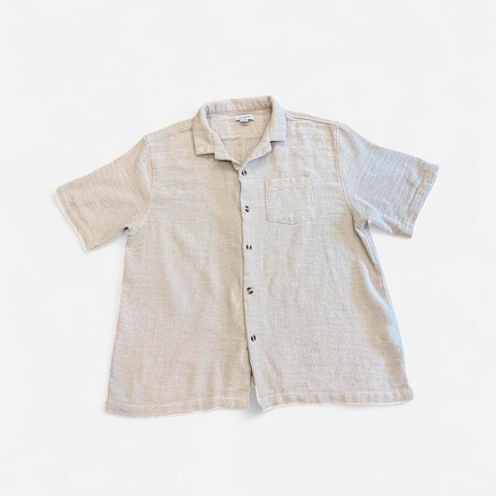 Cotton On Mens Palma Button Up Beige Knit Resortwear Short Sleeve Size XXL